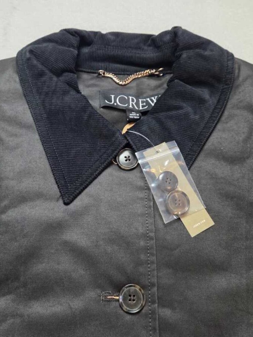 New XL J.Crew coated barn jacket with quilted lining Washed Black Grey coat - Picture 4 of 11
